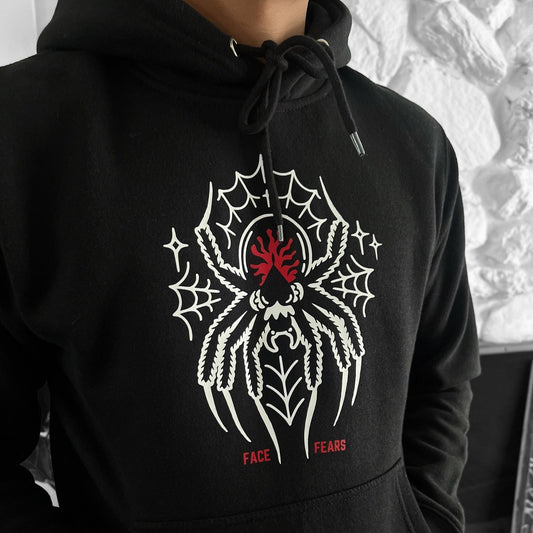 Face Fears' - JustBent, Premium Black Spider Hoodie